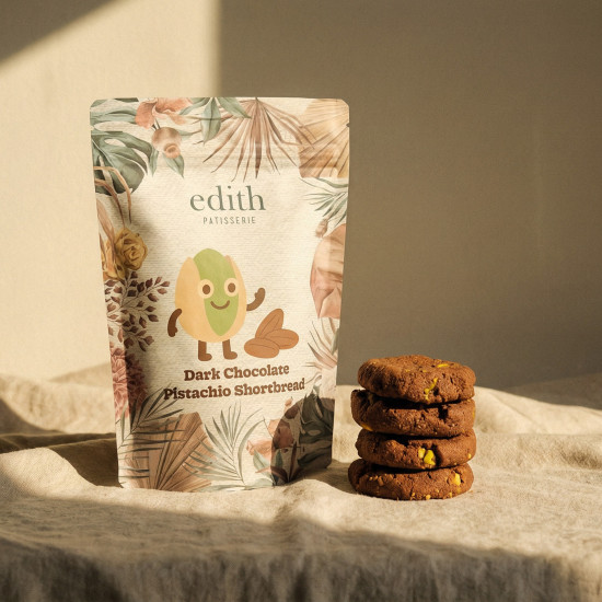 Dark Chocolate Pistachio Shortbread Cookies