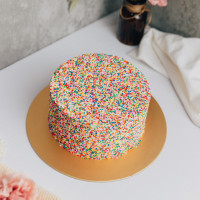 Rainbow Sprinkles Dot Cake
