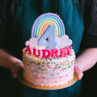 Striped Ombre with Confetti and Rainbow Topper