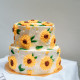 Two Tier Piped Sunflower Cake