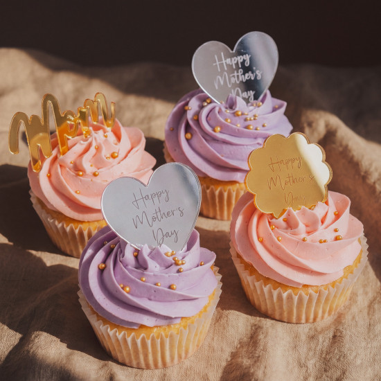 Pastel Floral Bow Cupcakes - Box of Four