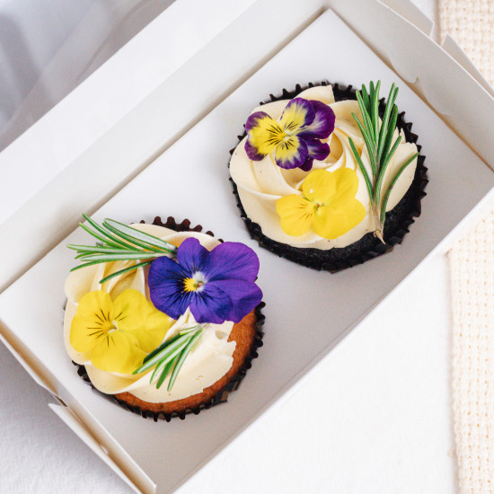Edible Flowers & Herbs Cupcakes - Box of Six