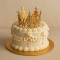 4" Petite White Cake with Gold Crown