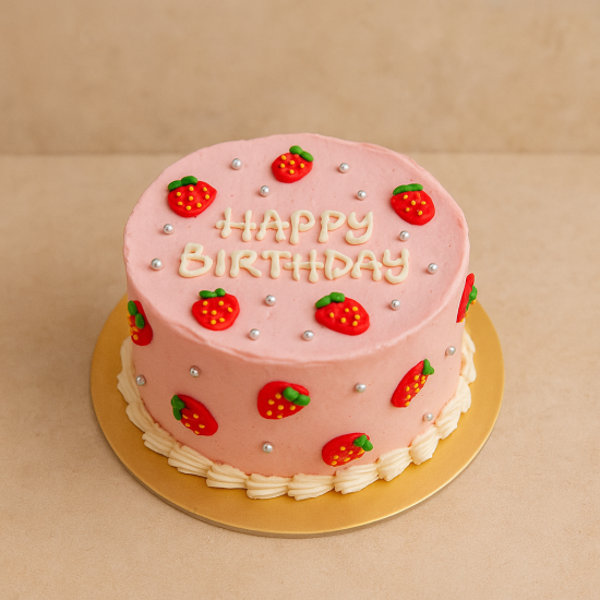 4" Petite Pink Strawberry Icing Cake
