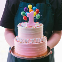 Two Tier Ombre with Rainbow Balloons